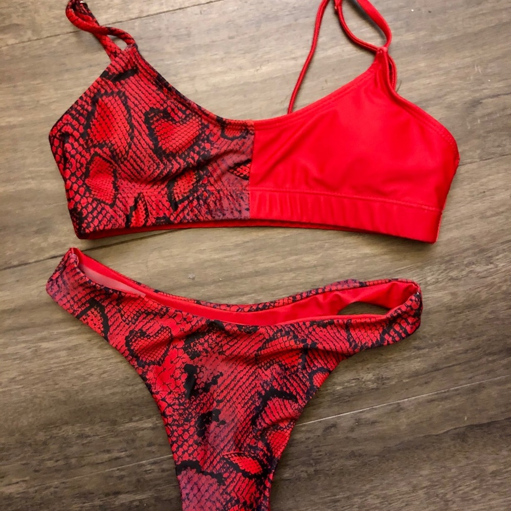 Red Snakeskin Bikini